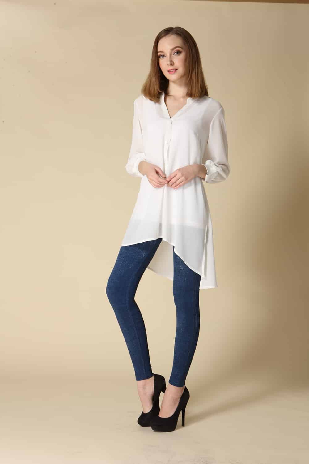 Plain Hi Low Chiffon Tunic White S M