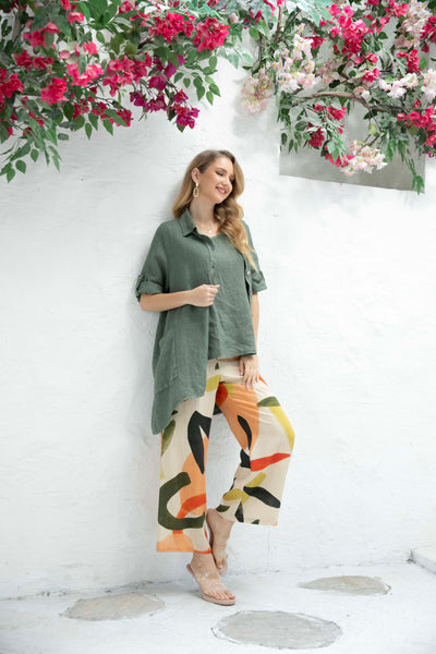 Maria's Linen A-line Pants for Summer