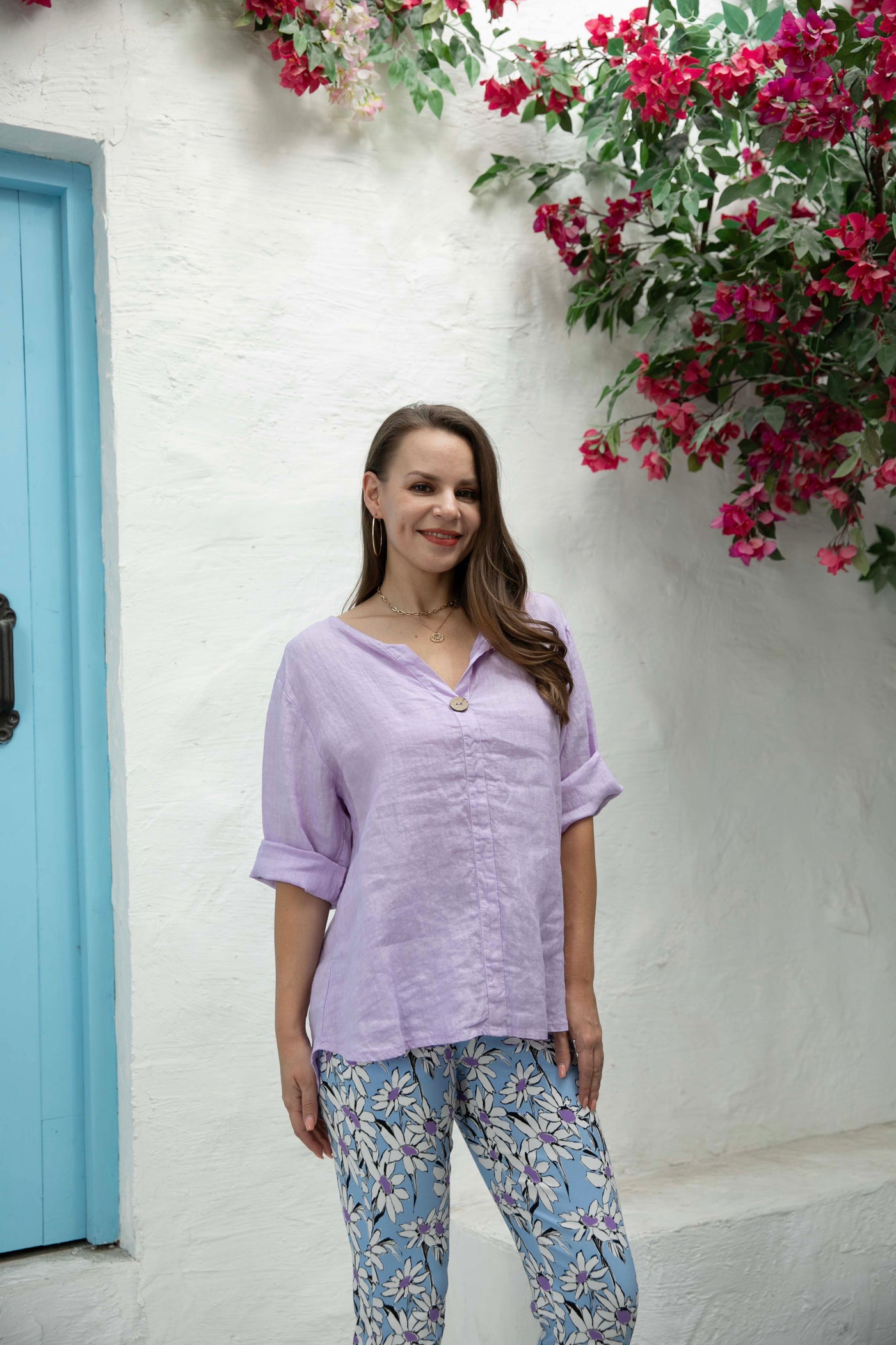 Sophia's Linen Shirt with bamboo buttons