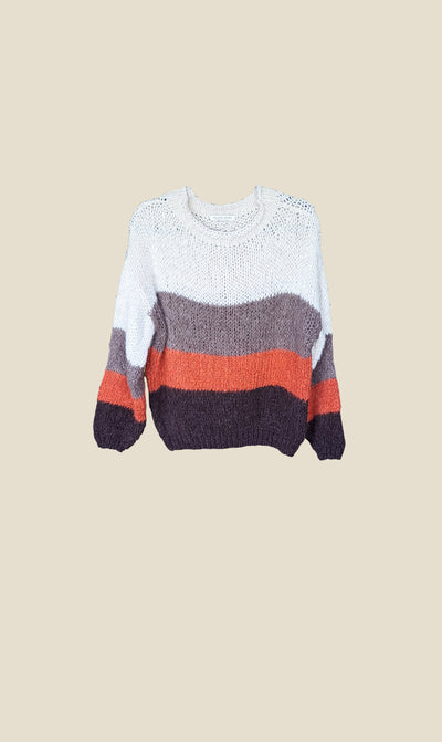 Color Block Loose Knit Sweater