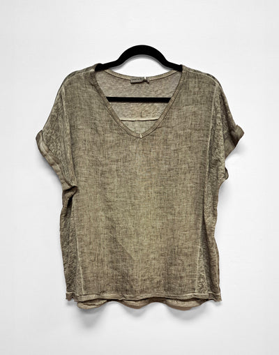 Breezy V-Neck Linen Tee