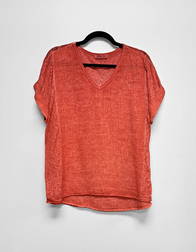 Breezy V-Neck Linen Tee