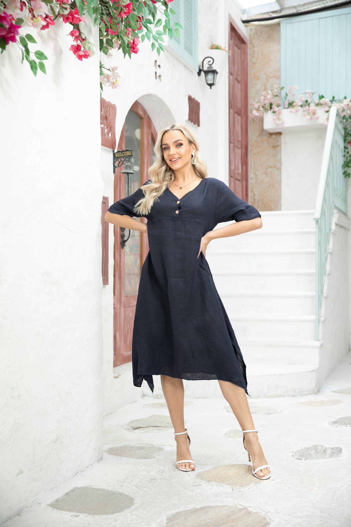 Empire Waist Linen Dress