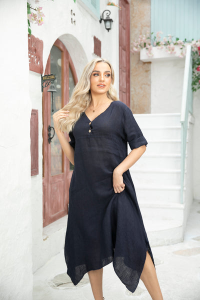 Empire Waist Linen Dress