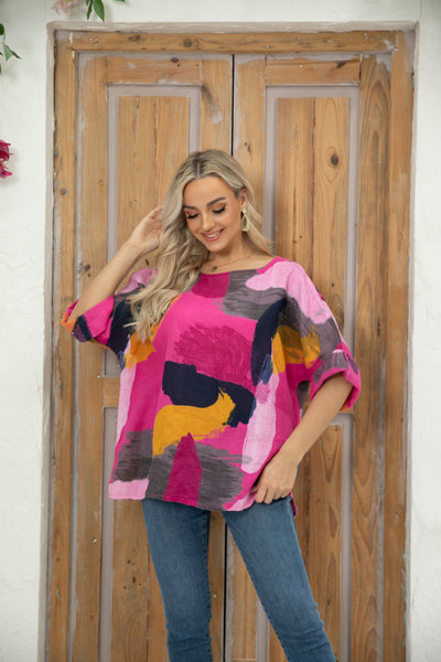 Sammy's Linen top with Abstract Design