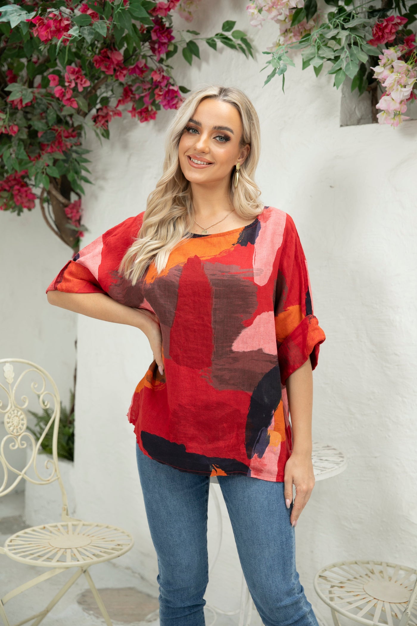 Sammy's Linen top with Abstract Design