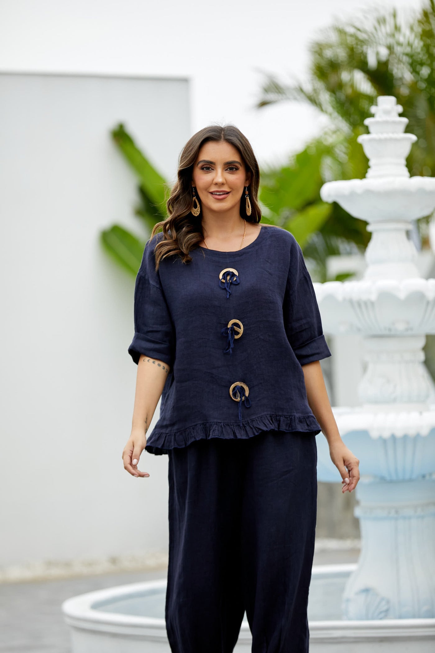 Antonia's Linen Coconut Button Top