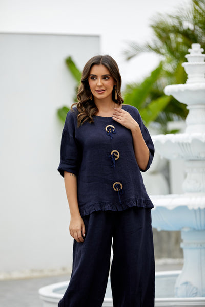 Antonia's Linen Coconut Button Top