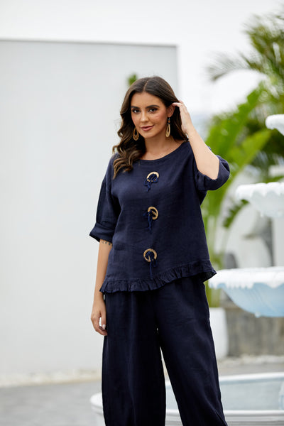 Antonia's Linen Coconut Button Top