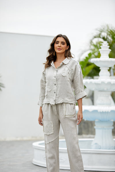 Garden Elegance Linen Jacket