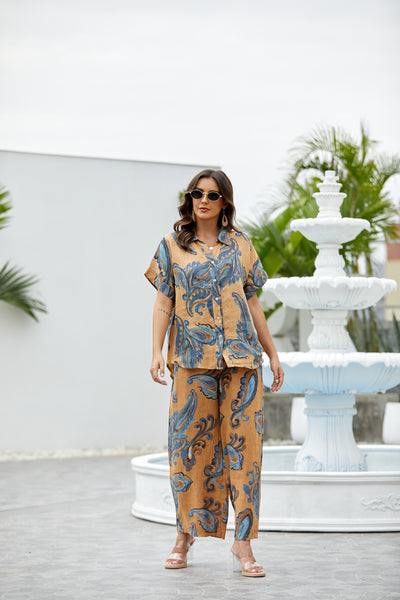 Lorenza's Paisley Print Linen Pants