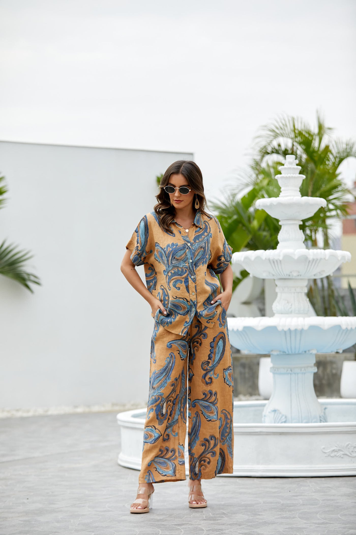 Lorenza's Paisley Print Linen Pants