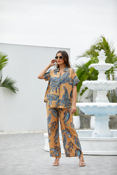 Lorenza's Paisley Print Linen Pants