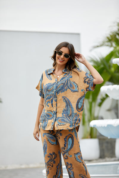 Lorenza's Paisley Print Linen shirt