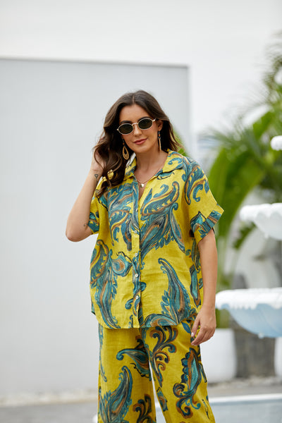 Lorenza's Paisley Print Linen shirt