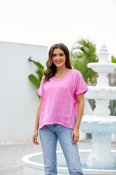 Breezy V-Neck Linen Tee