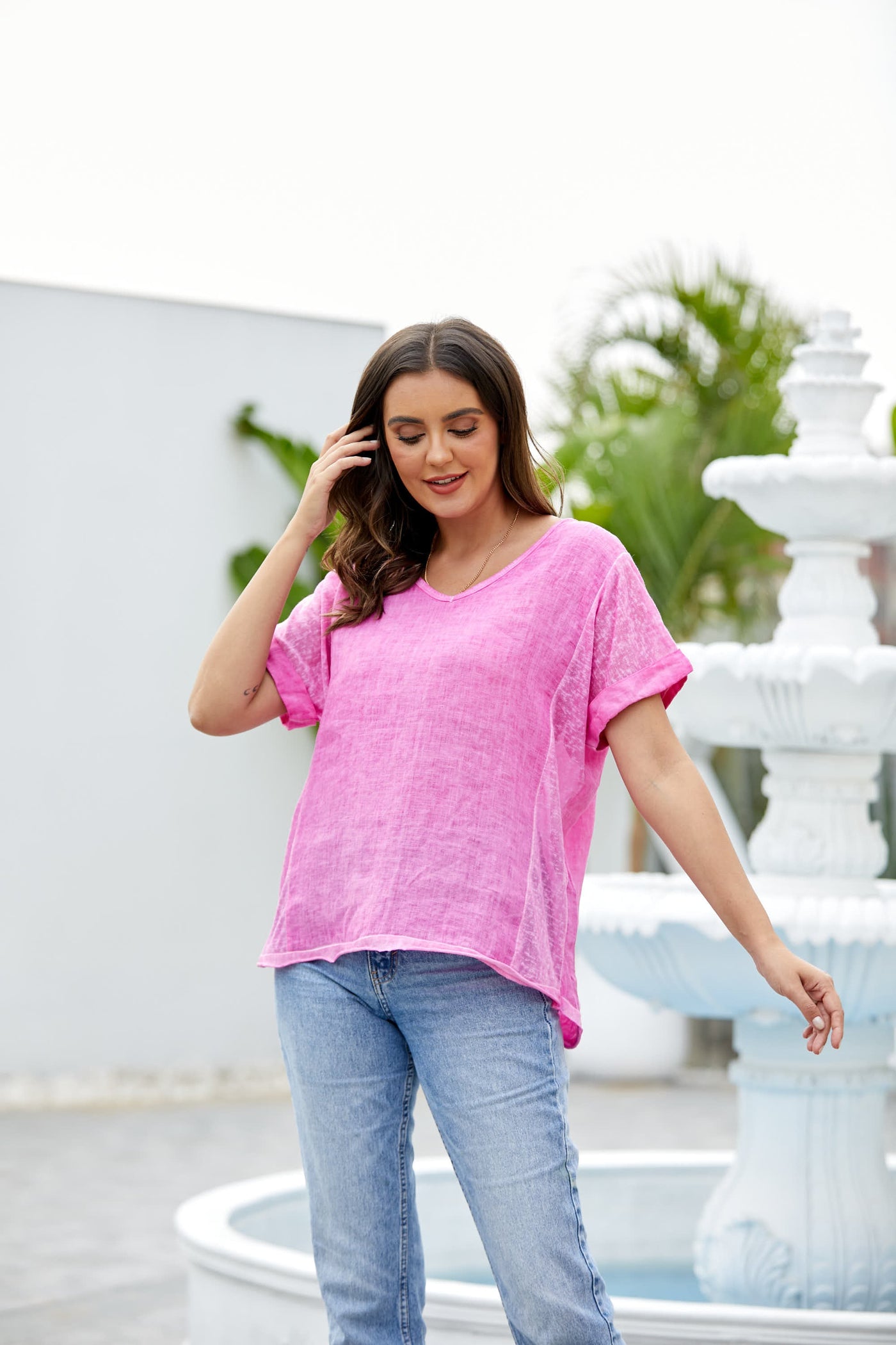 Breezy V-Neck Linen Tee