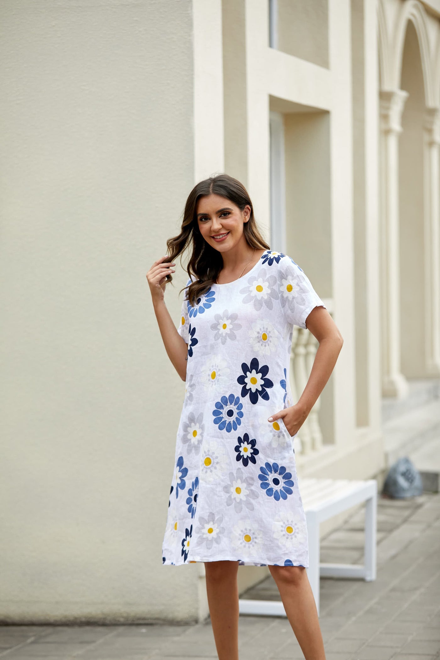 Daisy Breeze Linen Dress