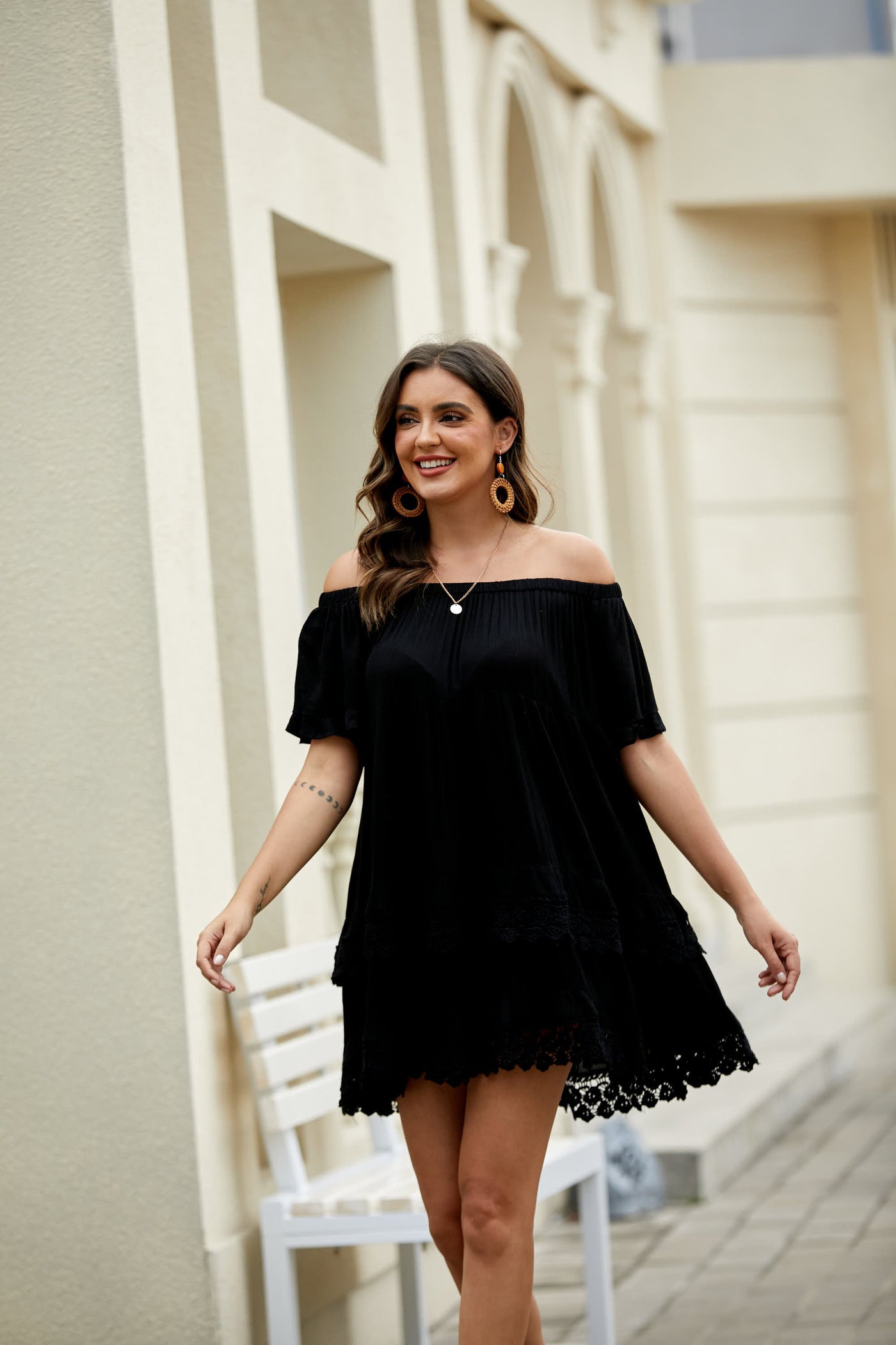 Relaxed Lace Off Shoulder