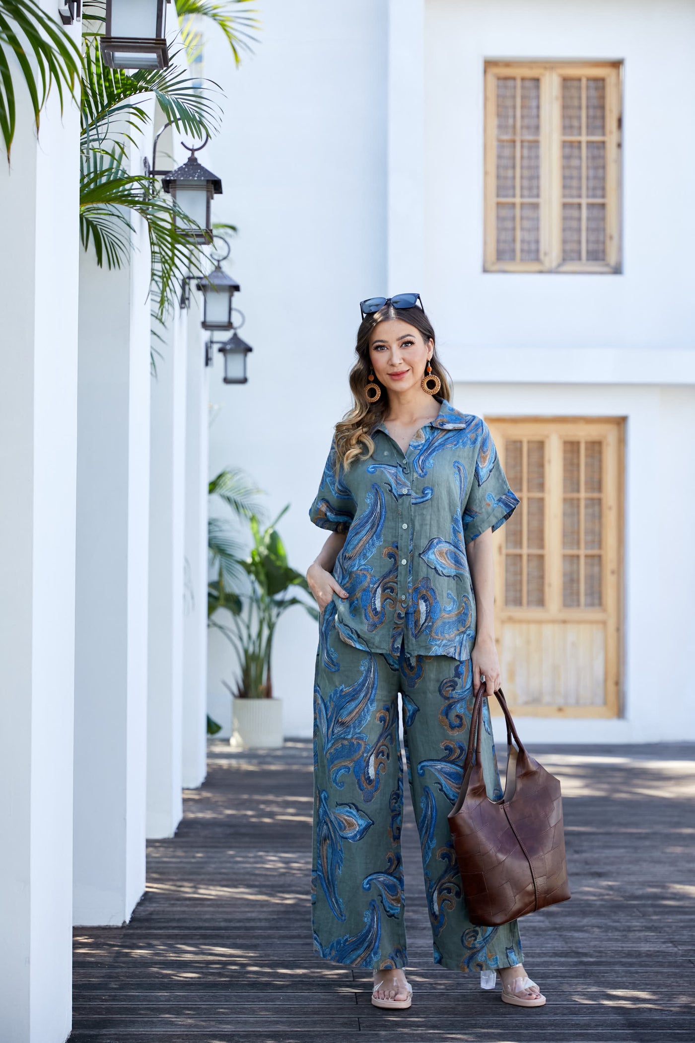 Lorenza's Paisley Print Linen shirt