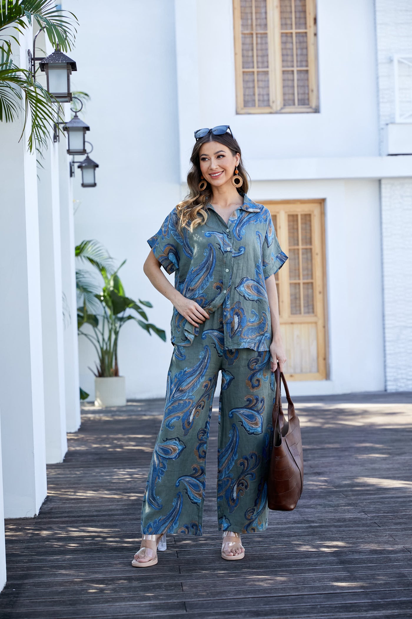 Lorenza's Paisley Print Linen shirt