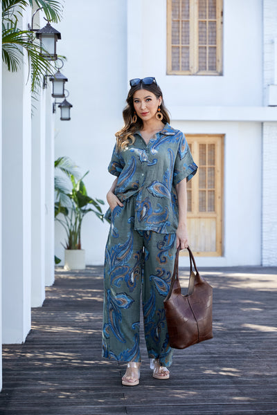 Lorenza's Paisley Print Linen shirt