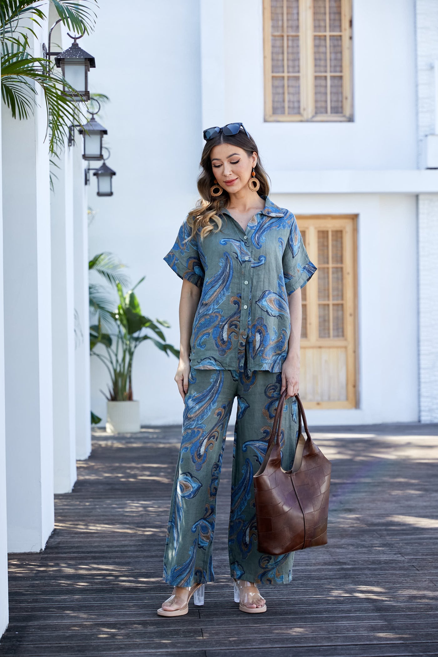 Lorenza's Paisley Print Linen shirt