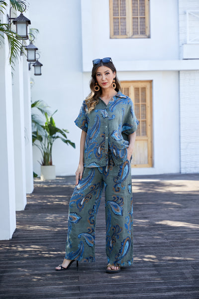 Lorenza's Paisley Print Linen shirt