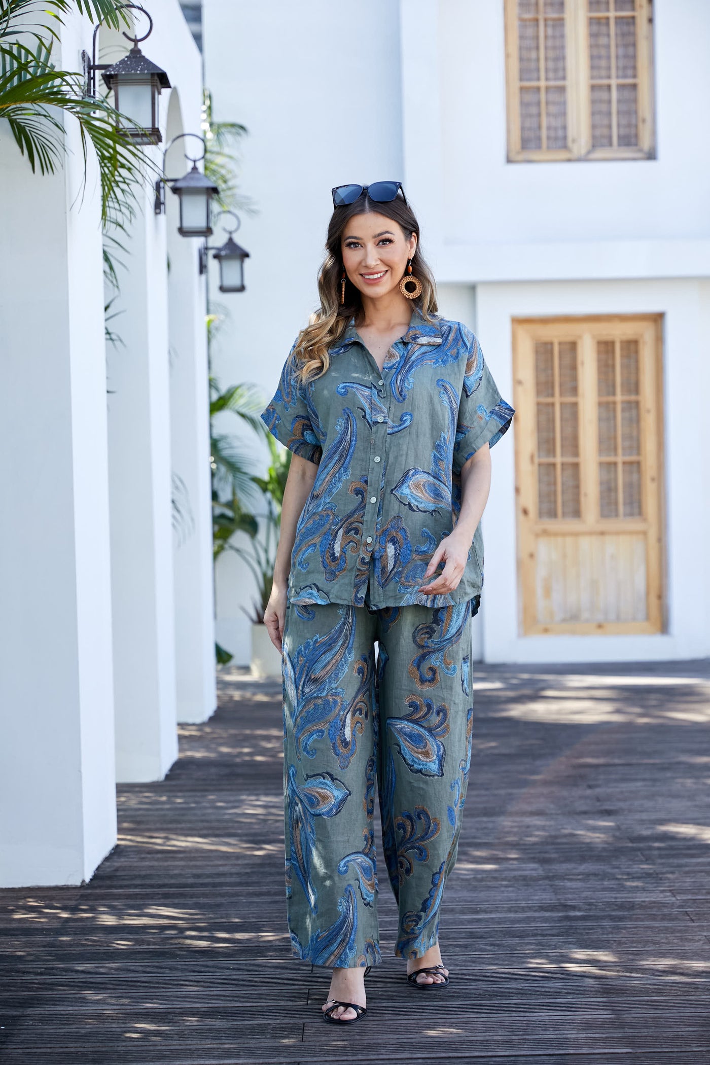 Lorenza's Paisley Print Linen shirt