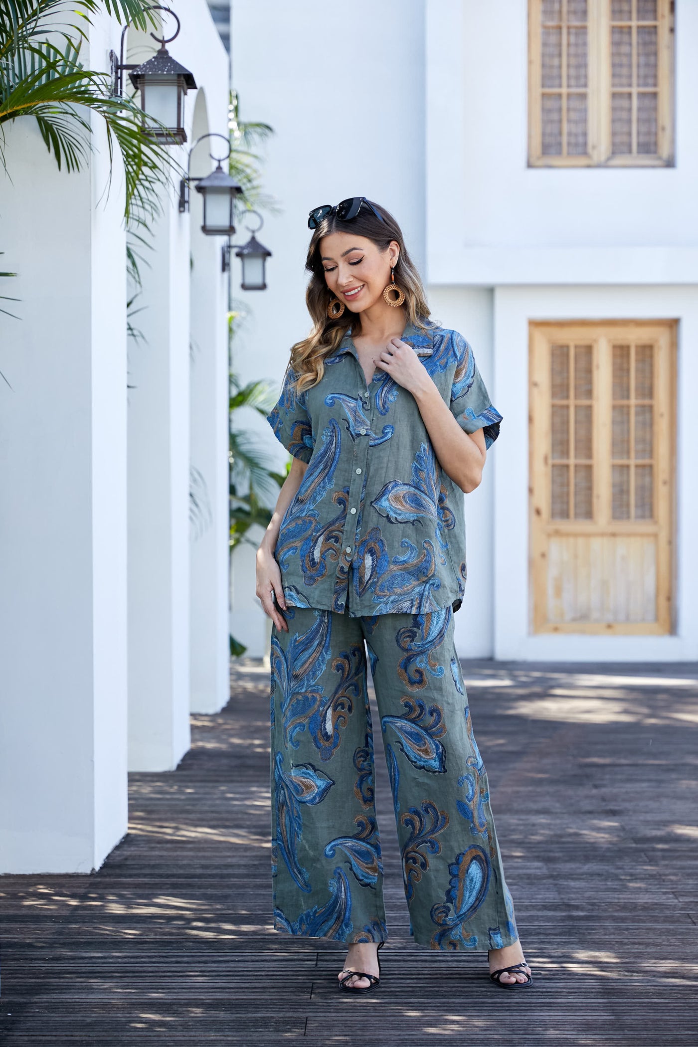 Lorenza's Paisley Print Linen shirt