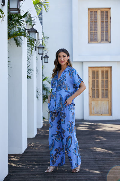 Lorenza's Paisley Print Linen shirt