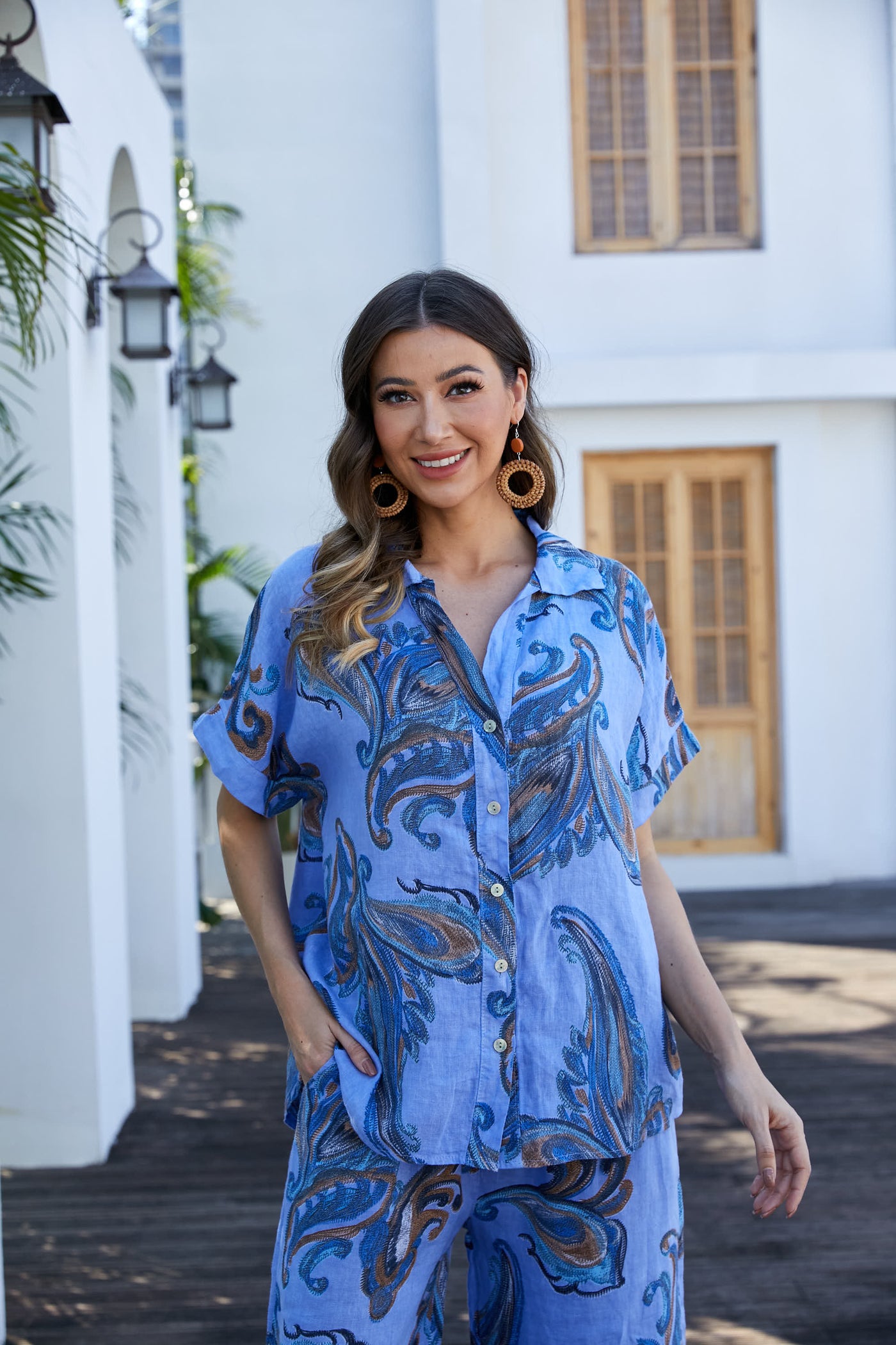 Lorenza's Paisley Print Linen shirt