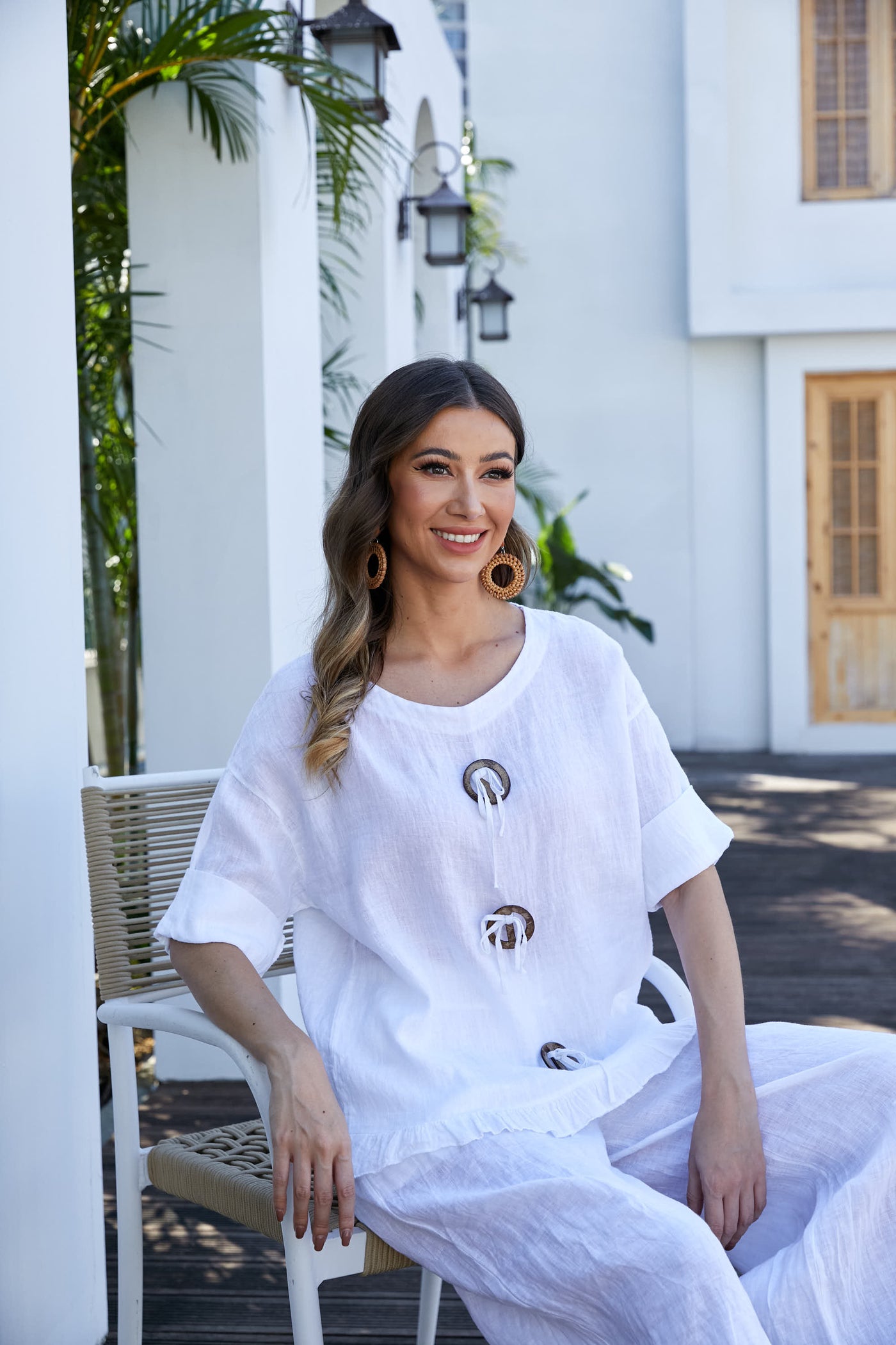 Antonia's Linen Coconut Button Top