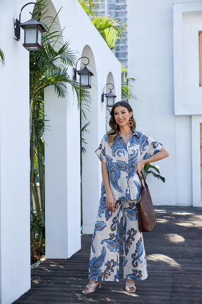 Lorenza's Paisley Print Linen shirt