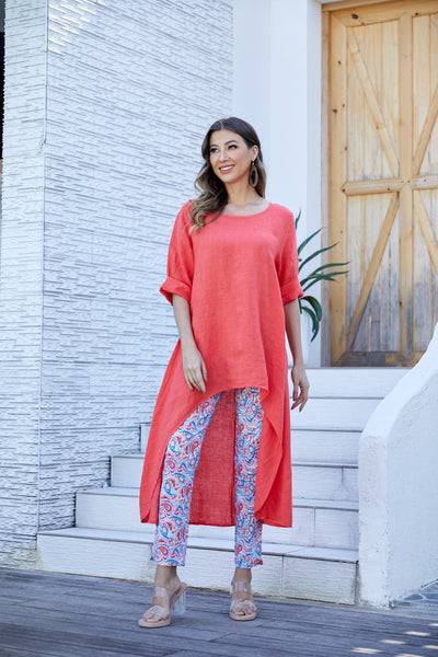 Natalia' s 3/4 Sleeve Linen Top with train