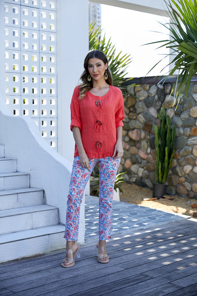 Antonia's Linen Coconut Button Top