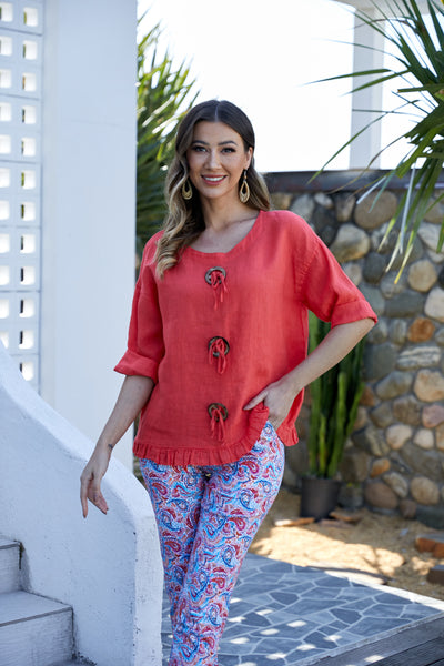 Antonia's Linen Coconut Button Top