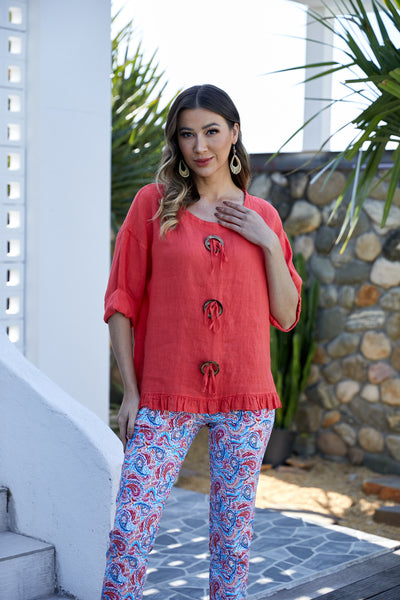 Antonia's Linen Coconut Button Top