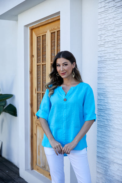 Sophia's Linen Shirt with bamboo buttons