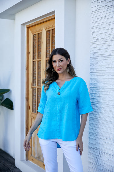 Sophia's Linen Shirt with bamboo buttons