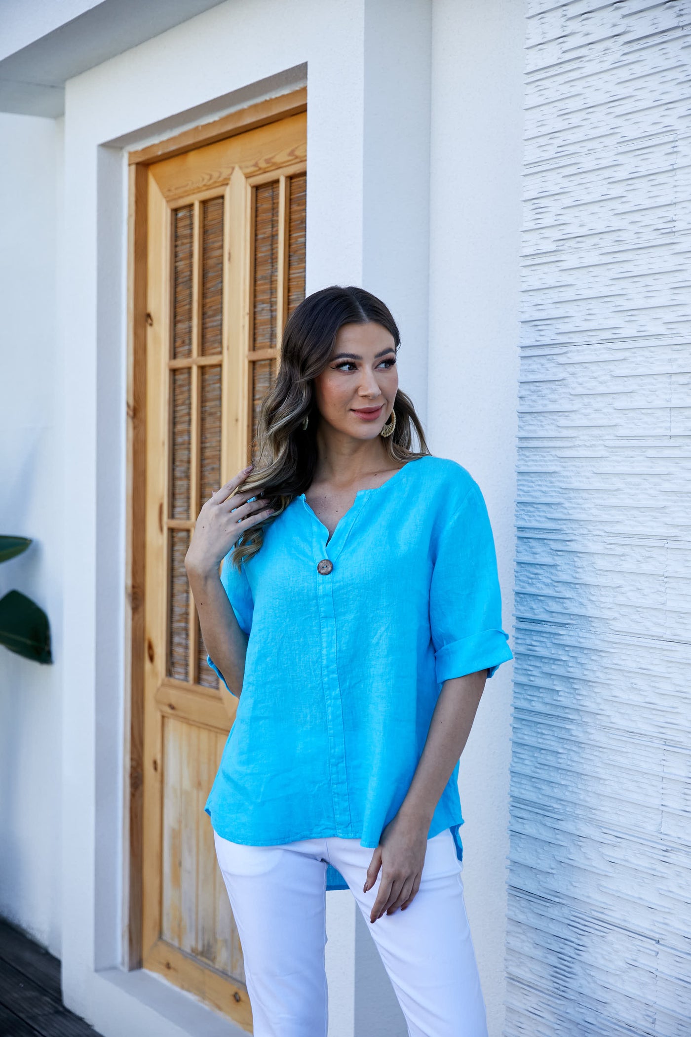 Sophia's Linen Shirt with bamboo buttons