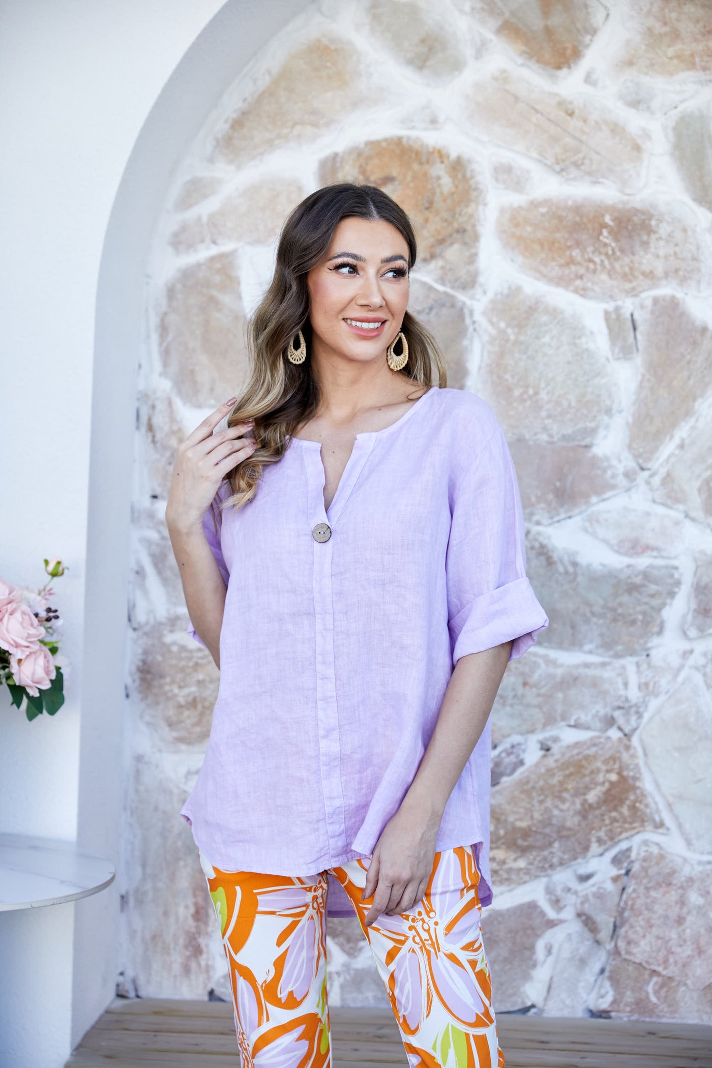 Sophia's Linen Shirt with bamboo buttons