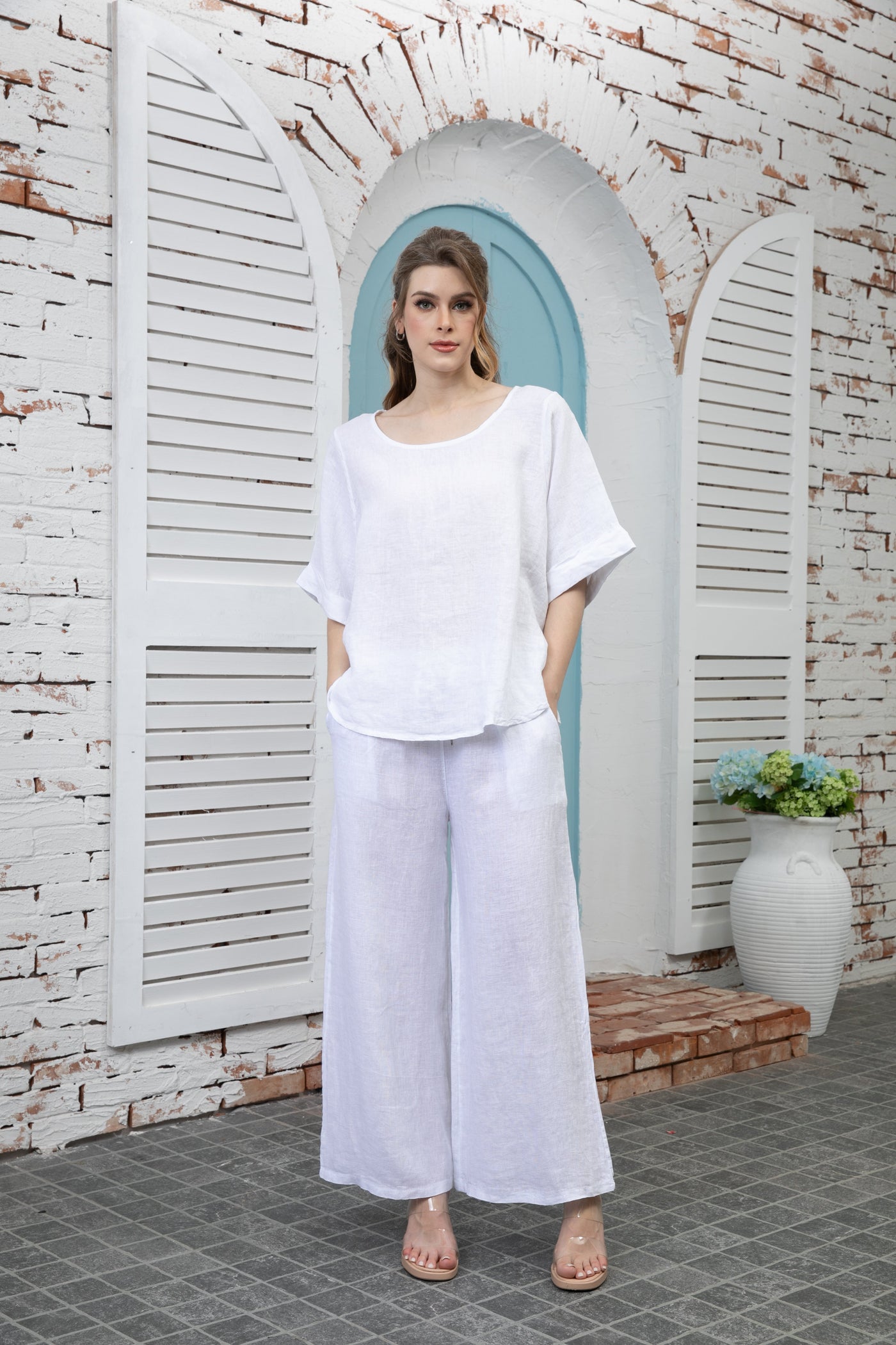 Wide Leg Linen Pants w/ Drawtring