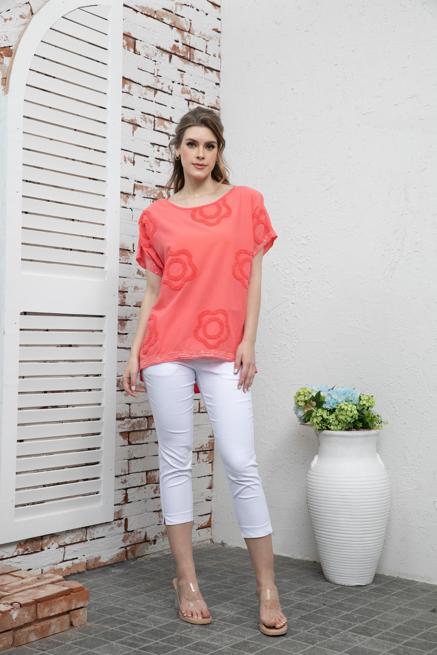 Marie's Short Sleeve Appliqué Top