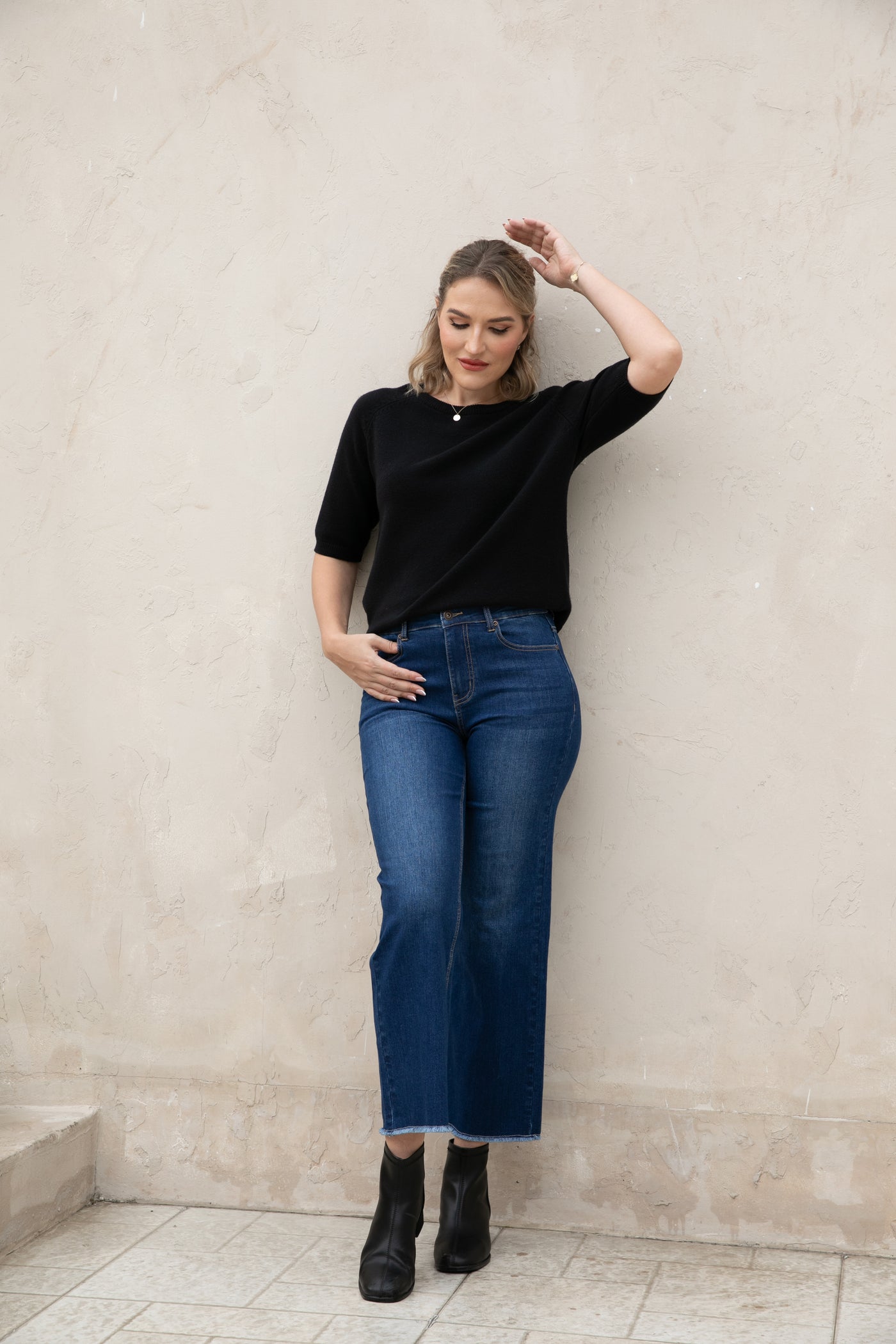 Bamboo Wide Leg Jeans w/ Fringe Hem