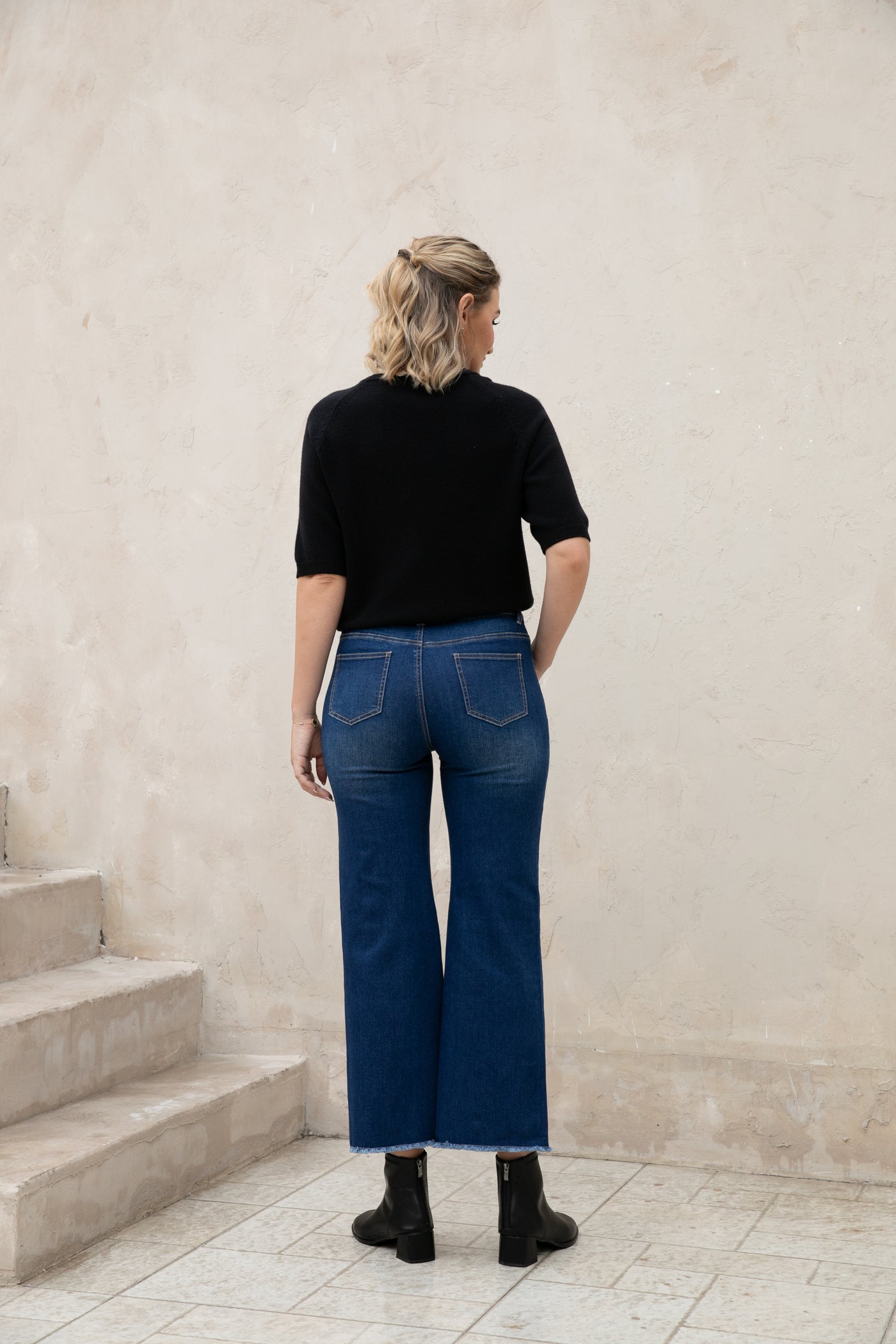 Bamboo Wide Leg Jeans w/ Fringe Hem