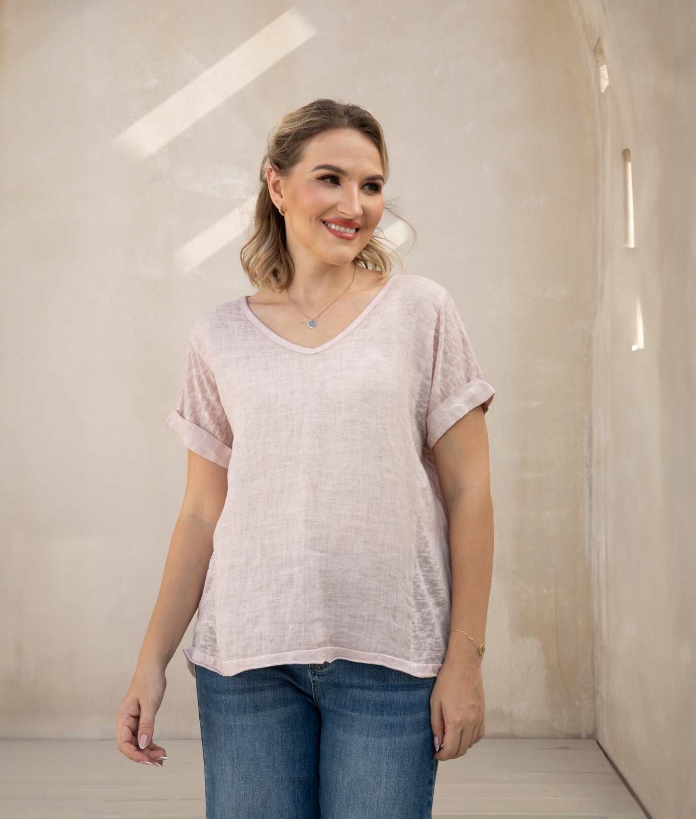 Breezy V-Neck Linen Tee