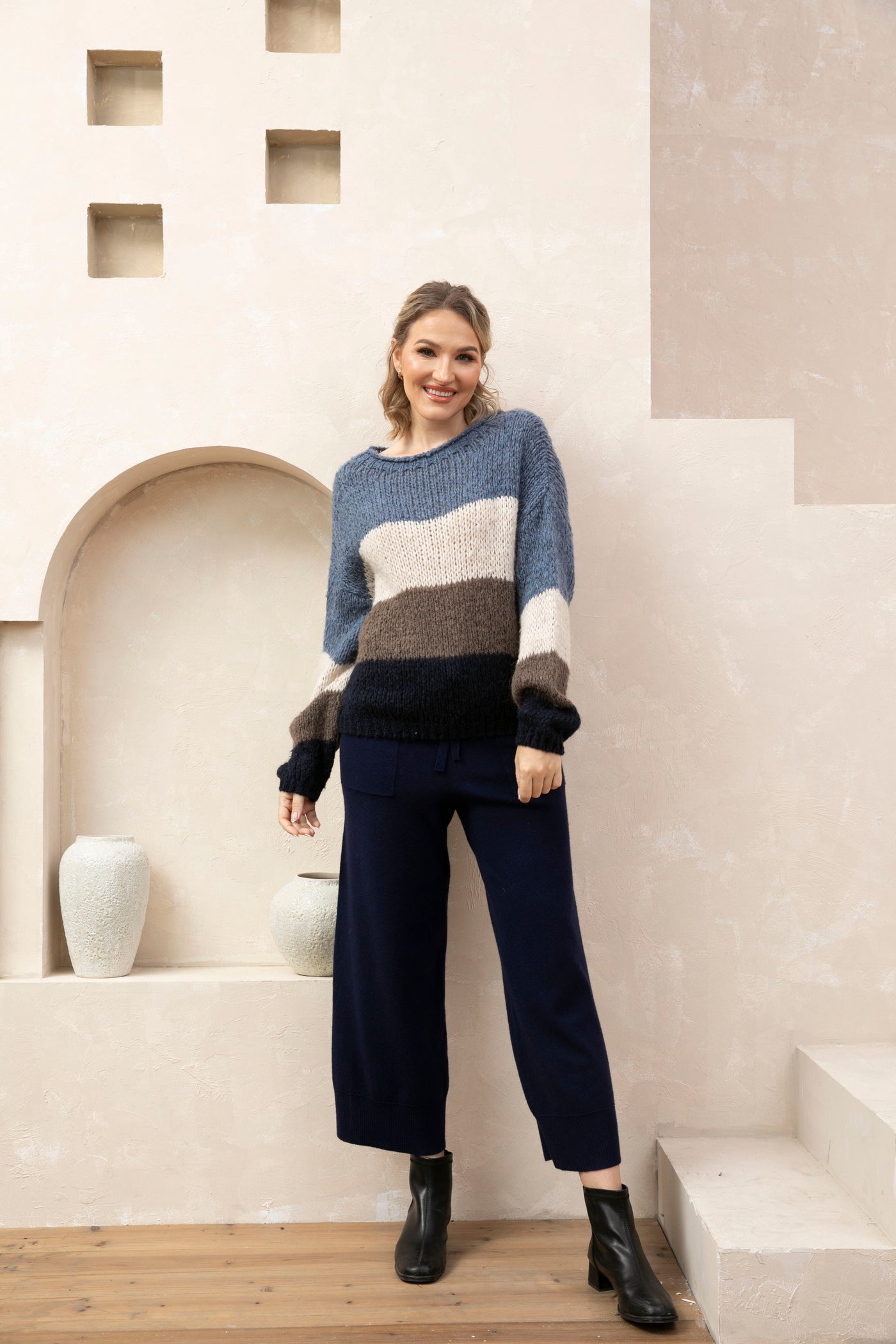 Color Block Loose Knit Sweater