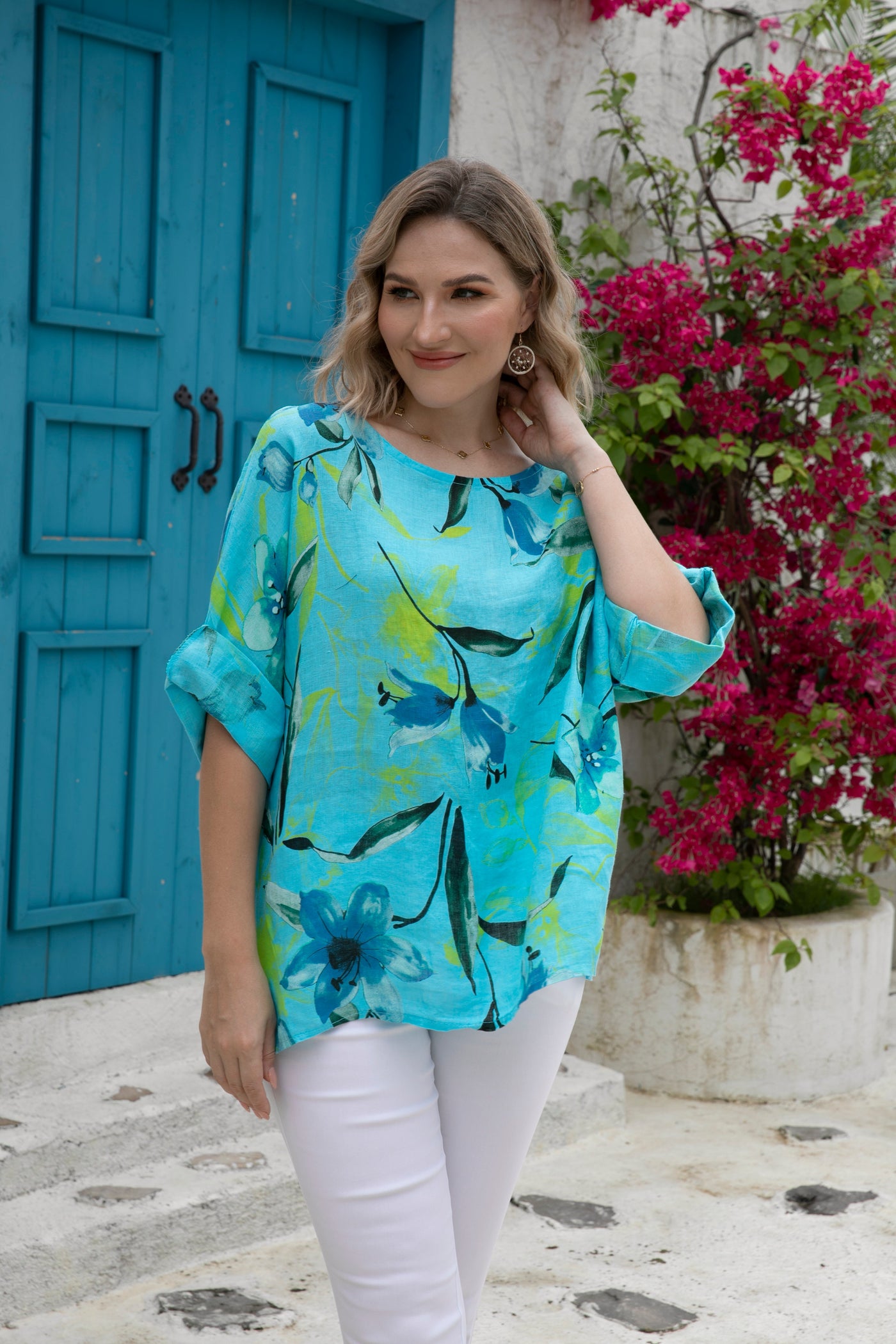 Azure Floral Boatneck Tee