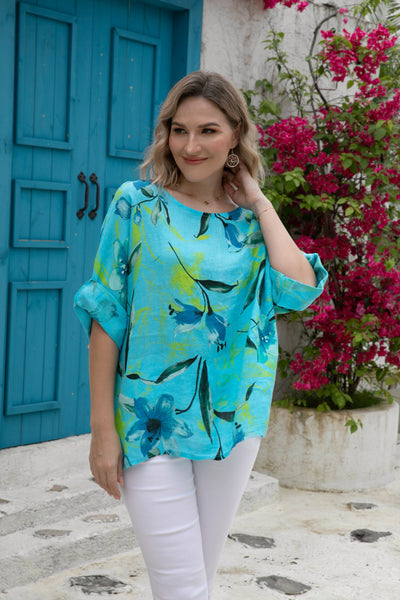 Azure Floral Boatneck Tee